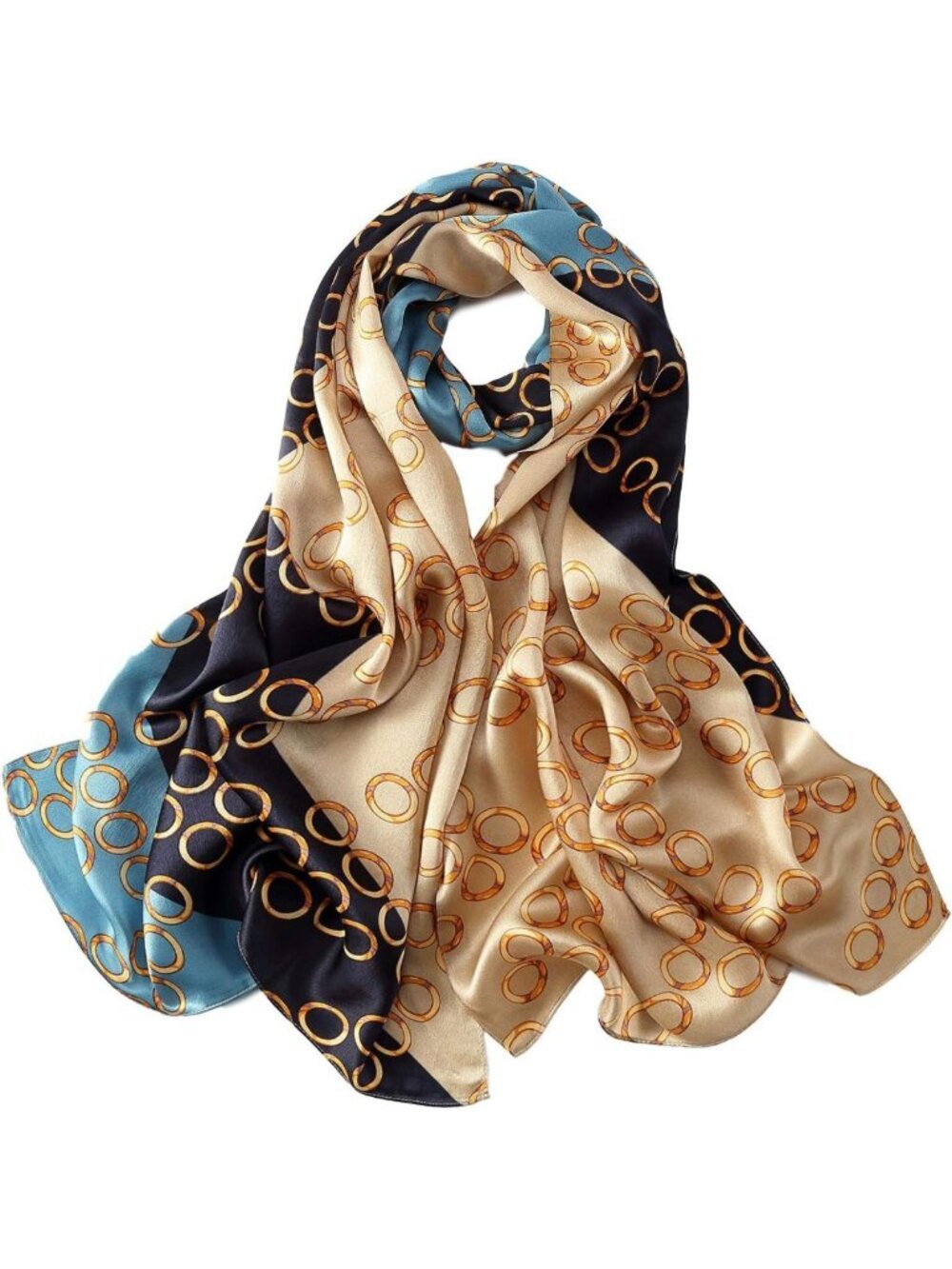 Floral & Graphic Print Long Charmeuse Silk Scarf - Luxurious Fashion Accessory